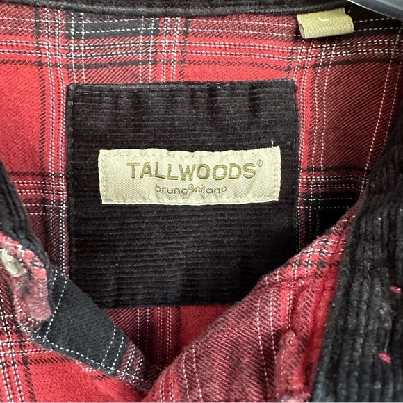 Tallwoods Bruno Milano Red and Black Plaid Flannel Button Down Shirt, Large - Picture 7 of 7